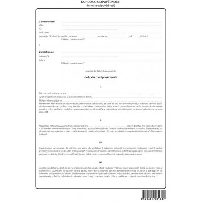 Optys 1138 Dohoda o hmotné odpovědnosti A4 nepropisovací – Zboží Dáma