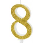 PartyDeco Svíčka na dort zlatá číslo 8 – Zboží Dáma