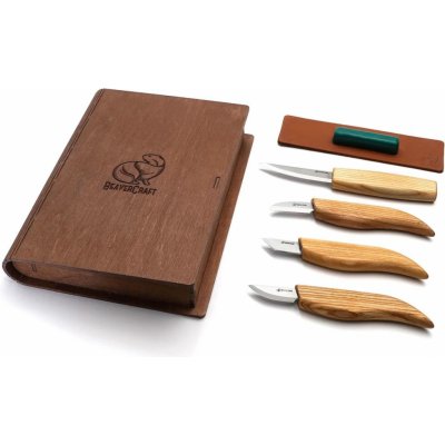 BeaverCraft řezbářská sada Basic Knives Set of 4 Knives in Book Case – Zboží Mobilmania