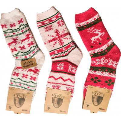 Zimní ponožky z 100% vlny alpaky 3 páry vánoční motiv – Hledejceny.cz
