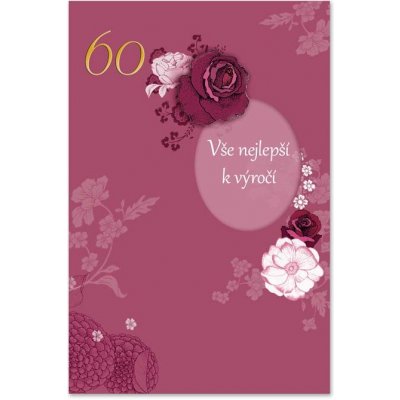 Ditipo Blahopřání - K VÝROČÍ 60.tiny (vínové s květy) GK