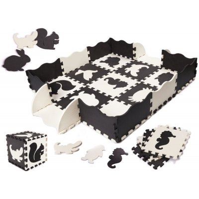 Aga Kontrastní pěnové puzzle 30 x 30 cm, 25 ks Černá-krémová – Zboží Mobilmania
