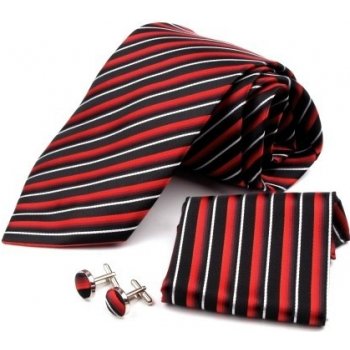 Stoklasa Saténová kravata s kapesníkem a manžetovými knoflíčky 5 modrá