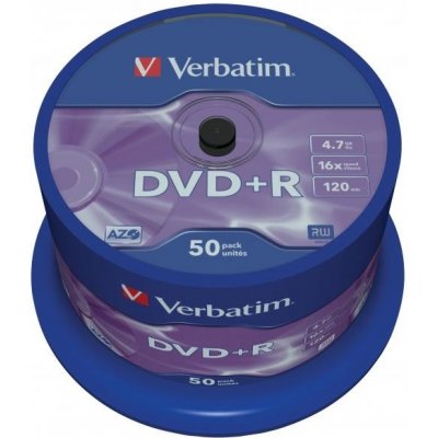 Verbatim DVD+R 4,7GB 16x, Advanced AZO+, cakebox, 50ks (43550)