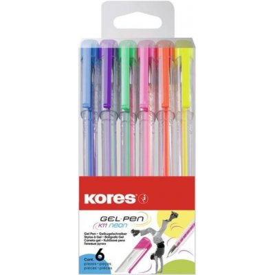 Kores K11 Pen Neon - sada 6 neonových barev (modrá, zelená, oranžová, žlutá, růžová, fialo