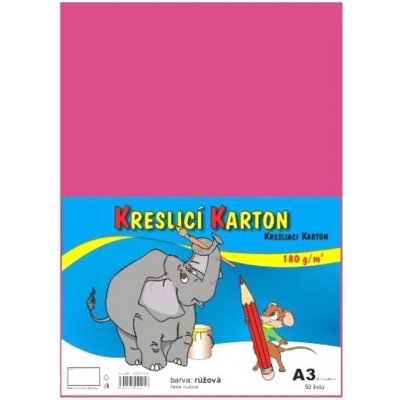 Karton kreslicí A3 180 g růžový 50 ks – Zboží Dáma