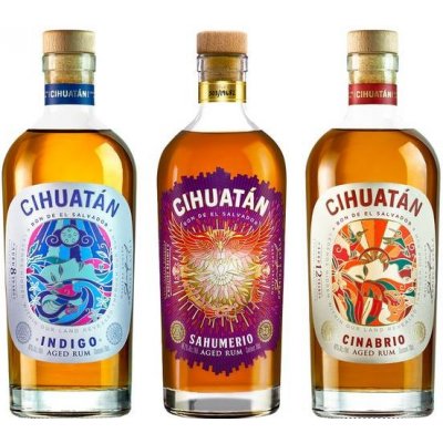 Cihuatán Indigo 8y 40% 0,7 l a Cihuatán Sahumerio 45,2% 0,7 l a Cihuatán Cinabrio 12y 40% 0,7 l (set)
