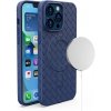 Pouzdro a kryt na mobilní telefon Apple Hurtel MagSafe Woven pro iPhone 15 Pro tmavě modré 5907769357763