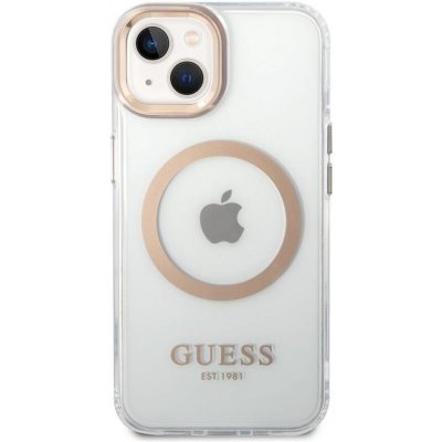 Pouzdro Guess translucent gelové s pevnými zády s MagSafe iPhone 14 Plus - zlaté – Zboží Živě