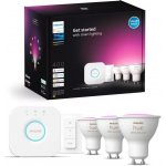 Philips Propojovací zařízení Hue BRIDGE a 3 ks LED žárovek GU10 4,3W 50W White and Color Ambiance 2000-6500K/RGB stmívatelné – Sleviste.cz