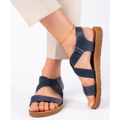 PK Módní modré dámské sandály na plochém podpatku – Zboží Mobilmania