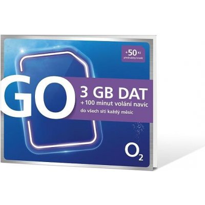 Předplacená karta GO O2 GO SIM 3GB + 100 minut