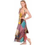 Sanu Babu dlouhé šaty na ramínka z recyklovaných sárí patchwork – Zboží Mobilmania