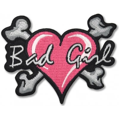 Moto nášivka Bad Girl heart 8cm x 6cm