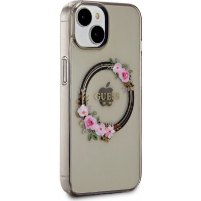 Guess PC/TPU Flowers Ring Glossy Logo MagSafe Apple iPhone 14 Pro černé