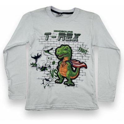 Zeyrek chlapecké blikající tričko s dlouhým rukávem T-REX Bílá – Hledejceny.cz