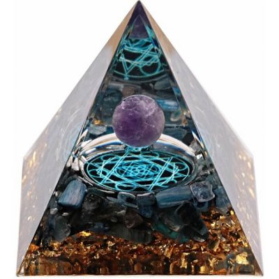 Nefertitis Orgonit pyramida s lapisem lazuli a kuličkou ametystu NF47070 - 5 x 5 x 5,2 cm – Zboží Dáma