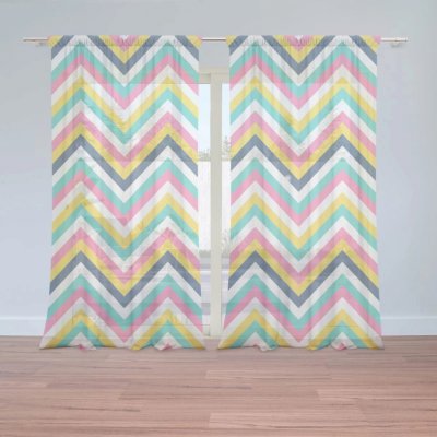 Záclony Duhové klikyháky: 2 ks - 150x250 cm - Sablio – Hledejceny.cz