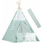 Nukido Dětské teepee se světýlky mátové s hvězdičkami – Zboží Dáma