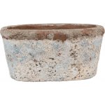 Clayre & Eef Oválný béžovo-modrý antik terakotový květináč Teracci 19x11x10 cm – Hledejceny.cz