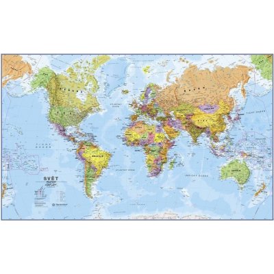 Excart Maps Svět - nástěnná politická mapa 136 x 84 cm (ČESKY) Varianta: bez rámu v tubusu, Provedení: laminovaná mapa v lištách