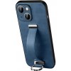 Pouzdro a kryt na mobilní telefon SULADA Apple iPhone 15 - poutko + kroužek - ochrana kamery - umělá kůže - modré