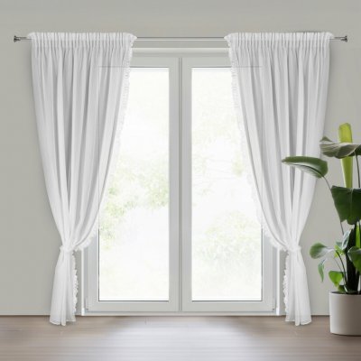 EUROFIRANY ZÁCLONA NA PÁSCE ELENA, SADA 2 KS 140X270 CM BÍLÁ – Hledejceny.cz