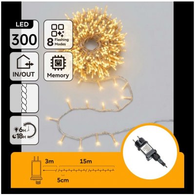 Aigostar B.V. Aigostar - LED Venkovní vánoční řetěz 300xLED/8 funkcí 18m IP44 teplá bílá B10303ABLY – Hledejceny.cz