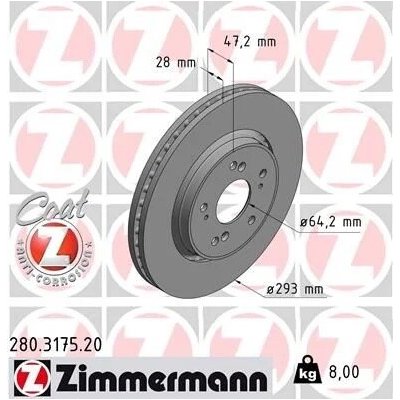 Brzdový kotouč ZIMMERMANN 280.3175.20 – Sleviste.cz