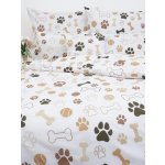 MKLuzkoviny.cz bavlna povlečení Renforcé Psí tlapky bílé 140x200 70x90 – Zboží Dáma