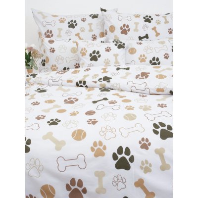 MKLuzkoviny.cz bavlna povlečení Renforcé Psí tlapky bílé 140x200 70x90 – Zboží Dáma