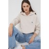 Dámská mikina Calvin Klein Jeans bavlněná mikina dámská béžová s kapucí s aplikací