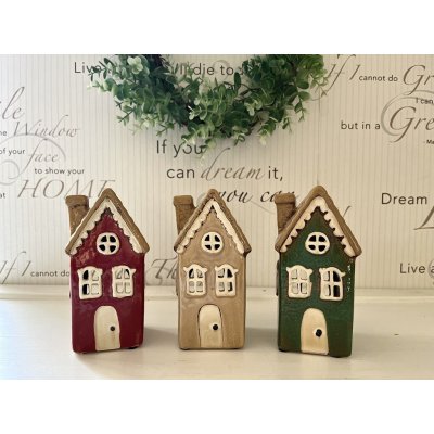 Keramický svícen domeček - 3 varianty Barva: Světle hnědá – Zbozi.Blesk.cz