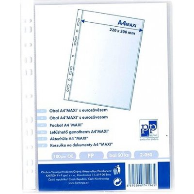 Karton P+P Prospektový obal A4 U MAXI PP eurozávěs - drsný, 100 µm, 220 × 300 mm, 50 ks – Zboží Živě