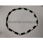 Bizuterka-eshop.cz dřevěné korále na krk černo smetanovo modré BZ-07072 – Zboží Dáma