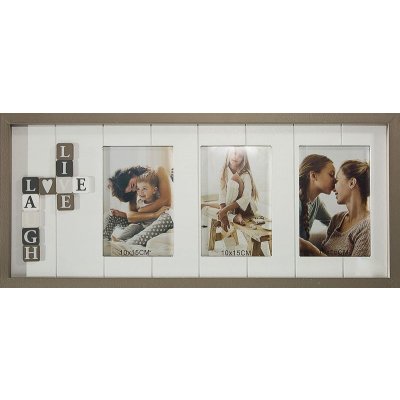 Multi fotorámeček na 3 fotografie šedá LOVE 42x22 cm Mybesthome – Zboží Živě