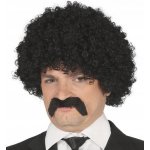 Černá kudrnatá paruka s knírem – Zboží Dáma