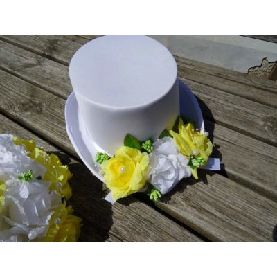Cylindr bílý - žluté a bílá růže – Hledejceny.cz