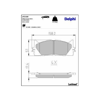 Sada brzdových destiček, kotoučová brzda DELPHI LP2169 | Zboží Auto