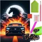 Norimpex Diamantový obrázek malování 30 x 40 cm Černé auto Mustang – Zboží Mobilmania