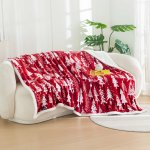 Textilomanie Vánoční Mikroplyš beránková deka CHRISTMAS TREES červená 160x200 – Zboží Mobilmania