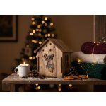 Dekorační vánoční dřevěný domeček s LED osvětlením s motivem jelena 13x11x10,5 cm – Hledejceny.cz