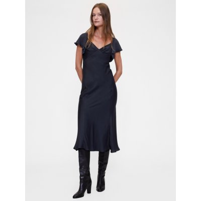 Saténové midi šaty GapStudio by Zac Posen Tmavě modrá – Zbozi.Blesk.cz