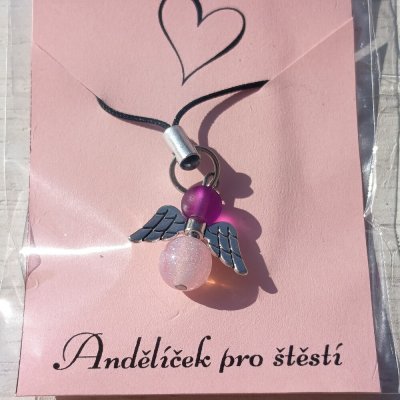 Andělíček pro štěstí na klíče nebo mobil z korálků malá karabinka 1,5 cm – Zboží Živě