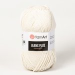 YarnArt pletací / háčkovací příze YarnArt JEANS PLUS 03 smetanová, jednobarevná, 100g/160m