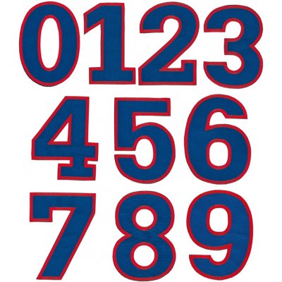 Nažehlovací vyšívaná čísla sada - modrá, výška 3cm – Zboží Mobilmania