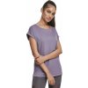 Dámská Trička Urban Classics volné tričko s ohrnutými rukávky Jemná fialová
