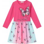 Kugo dívčí šaty s dlouhým rukávem SS3628 šaty pro dívky s motýly růžové – Sleviste.cz