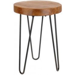Home Styling Collection Dřevěná stolička s kovovými nohami, průmyslové, přírodní styl