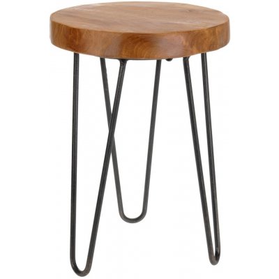 Home Styling Collection Dřevěná stolička s kovovými nohami, průmyslové, přírodní styl – Zboží Dáma